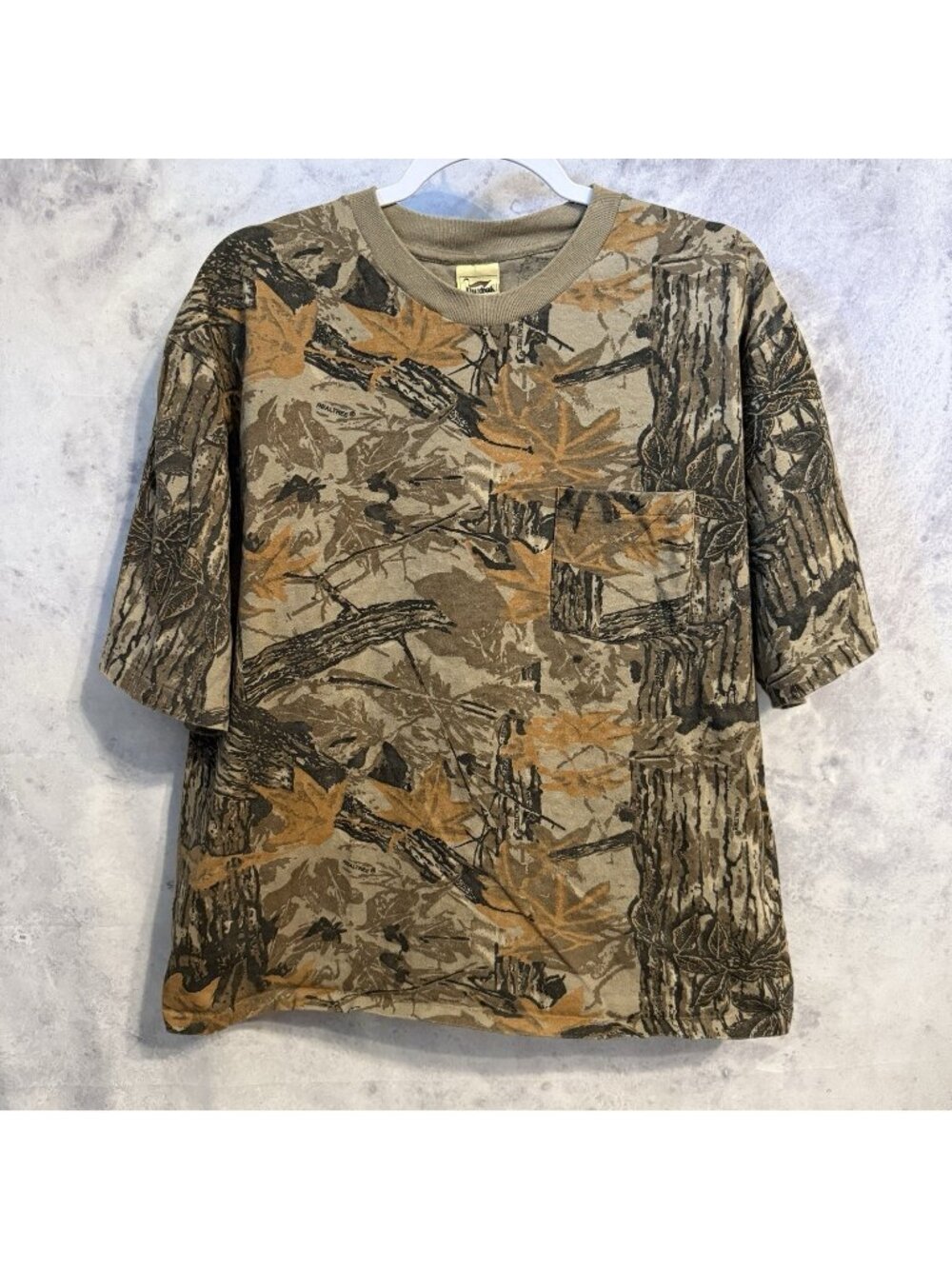 Vintage 90s Duxbak Realtree Camouflage T Shirt Large L Pocket Tee Hunting USA